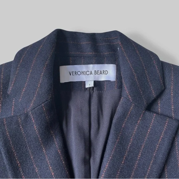 Veronica Beard Tyra Dickey Navy Pinstripe Blazer Jacket Preppy Academia Size 2 - Picture 8 of 15